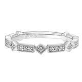 Artcarved Bridal Mounted with Side Stones Vintage Milgrain Diamond Wedding Band Elaine 14K White Gold