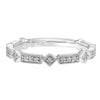 Artcarved Bridal Mounted with Side Stones Vintage Milgrain Diamond Wedding Band Elaine 14K White Gold