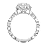 Artcarved Bridal Semi-Mounted with Side Stones Vintage Milgrain Engagement Ring Alma 18K White Gold
