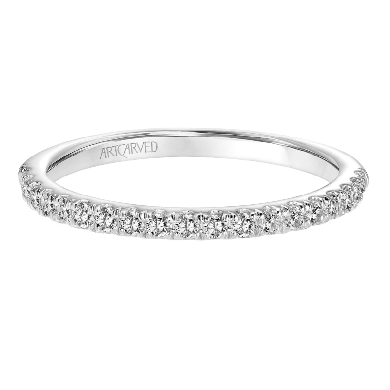 Artcarved Bridal Mounted with Side Stones Classic Contemporary Diamond Wedding Band Lillian 14K White Gold