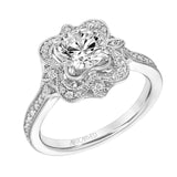 Artcarved Bridal Semi-Mounted with Side Stones Vintage Vintage Engagement Ring Helen 18K White Gold