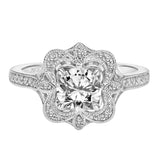 Artcarved Bridal Semi-Mounted with Side Stones Vintage Vintage Engagement Ring Helen 18K White Gold