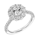 Artcarved Bridal Mounted with CZ Center Classic Halo Engagement Ring Penny 14K White Gold