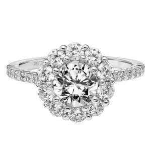 Artcarved Bridal Mounted with CZ Center Classic Halo Engagement Ring Penny 14K White Gold