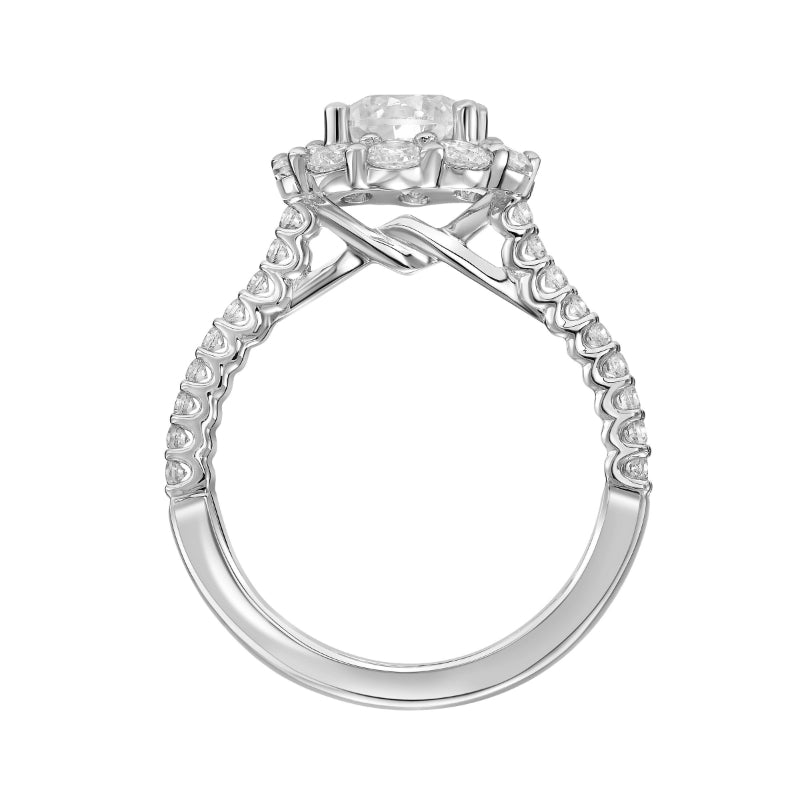 Artcarved Bridal Semi-Mounted with Side Stones Classic Halo Engagement Ring Penny 14K White Gold