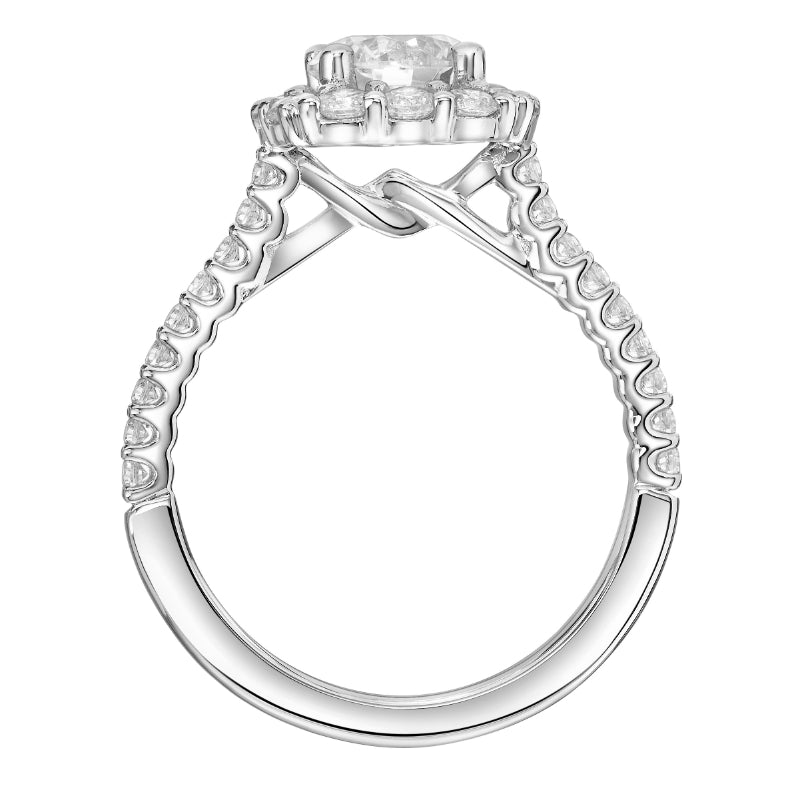 Artcarved Bridal Semi-Mounted with Side Stones Classic Halo Engagement Ring Dolly 18K White Gold