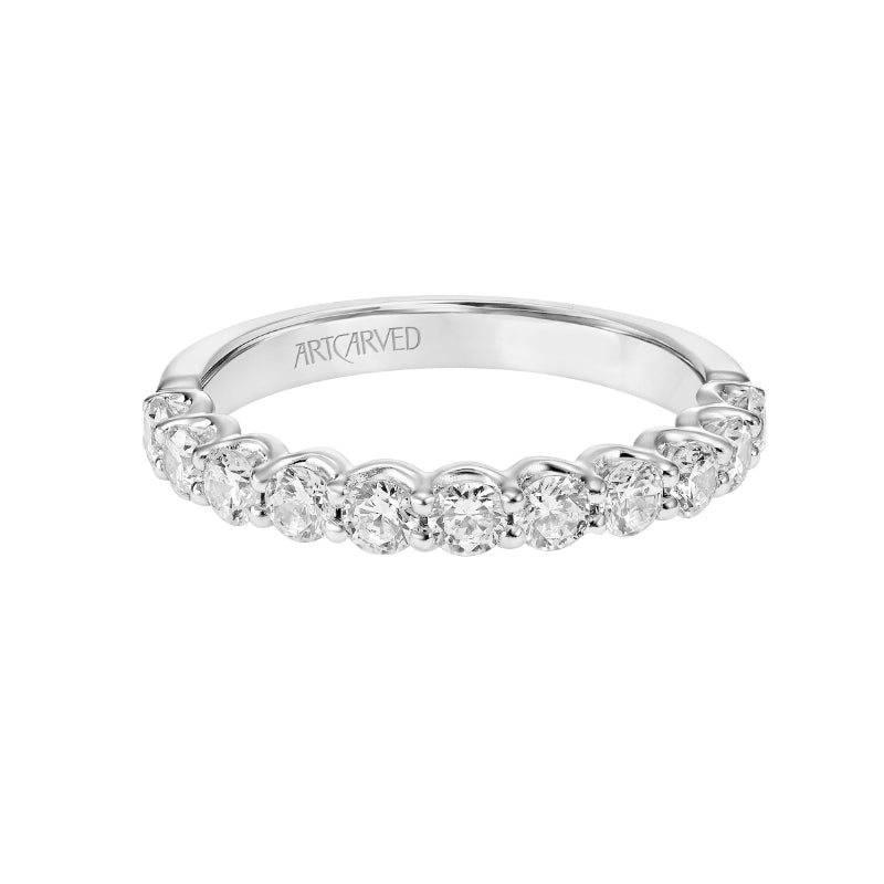 Artcarved Bridal Mounted with Side Stones Classic Diamond Wedding Band Tina 14K White Gold