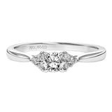 Artcarved Bridal Mounted Mined Live Center Classic One Love Classic 3-Stone Engagement Ring Maryann 14K White Gold
