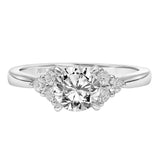 Artcarved Bridal Mounted with CZ Center Classic 3-Stone Engagement Ring Maryann 18K White Gold