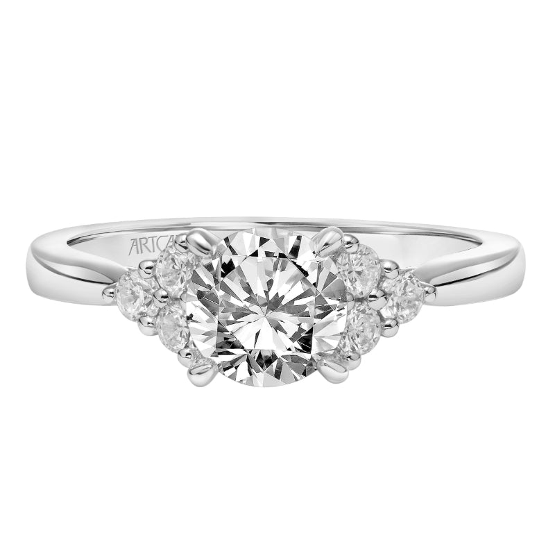 Artcarved Bridal Mounted with CZ Center Classic 3-Stone Engagement Ring Maryann 18K White Gold