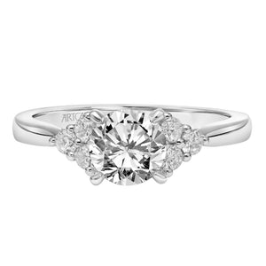 Artcarved Bridal Semi-Mounted with Side Stones Classic 3-Stone Engagement Ring Maryann 18K White Gold