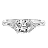 Artcarved Bridal Semi-Mounted with Side Stones Classic 3-Stone Engagement Ring Maryann 14K White Gold