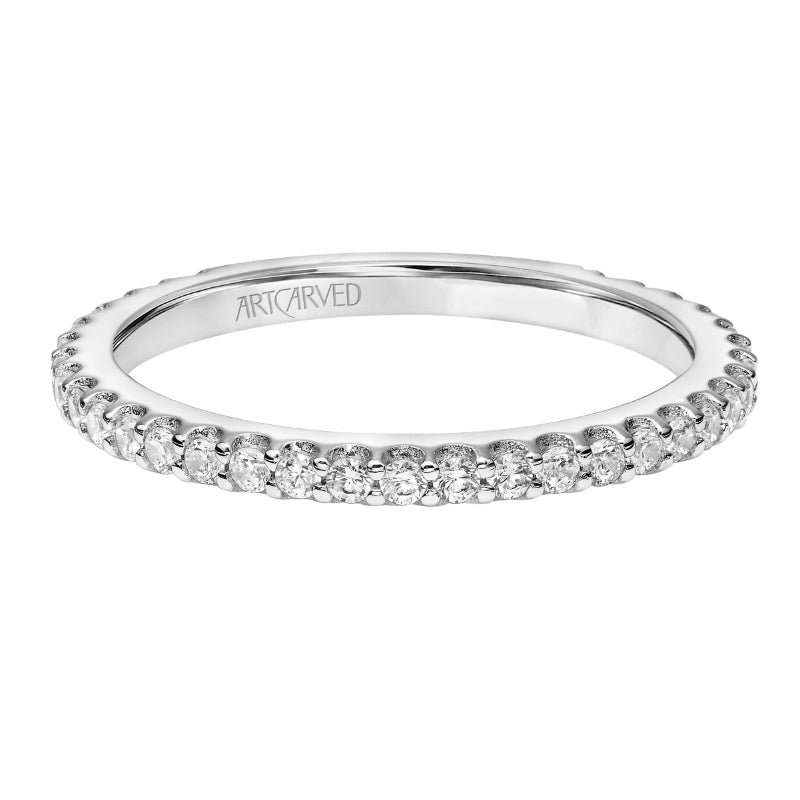 Artcarved Bridal Mounted with Side Stones Classic 3-Stone Diamond Wedding Band Maryann 18K White Gold