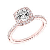 Artcarved Bridal Semi-Mounted with Side Stones Classic Halo Engagement Ring Molly 18K Rose Gold