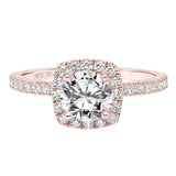 Artcarved Bridal Mounted with CZ Center Classic Halo Engagement Ring Molly 18K Rose Gold