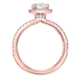 Artcarved Bridal Semi-Mounted with Side Stones Classic Halo Engagement Ring Molly 18K Rose Gold