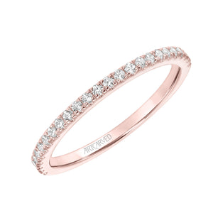 Artcarved Bridal Mounted with Side Stones Classic Diamond Wedding Band Molly 14K Rose Gold