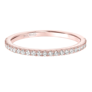 Artcarved Bridal Mounted with Side Stones Classic Diamond Wedding Band Molly 14K Rose Gold