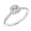 Artcarved Bridal Mounted Mined Live Center Classic One Love Halo Engagement Ring Layla 14K White Gold