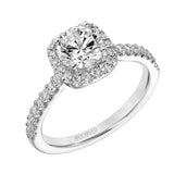 Artcarved Bridal Semi-Mounted with Side Stones Classic Halo Engagement Ring Tori 14K White Gold