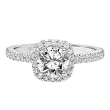 Artcarved Bridal Mounted with CZ Center Classic Halo Engagement Ring Tori 14K White Gold