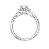 Artcarved Bridal Semi-Mounted with Side Stones Classic 3-Stone Engagement Ring Audrey 14K White Gold