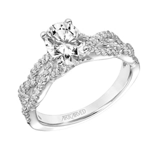 Artcarved Bridal Mounted with CZ Center Contemporary Twist Engagement Ring Angelique 14K White Gold