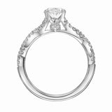 Artcarved Bridal Mounted with CZ Center Contemporary Twist Engagement Ring Angelique 18K White Gold