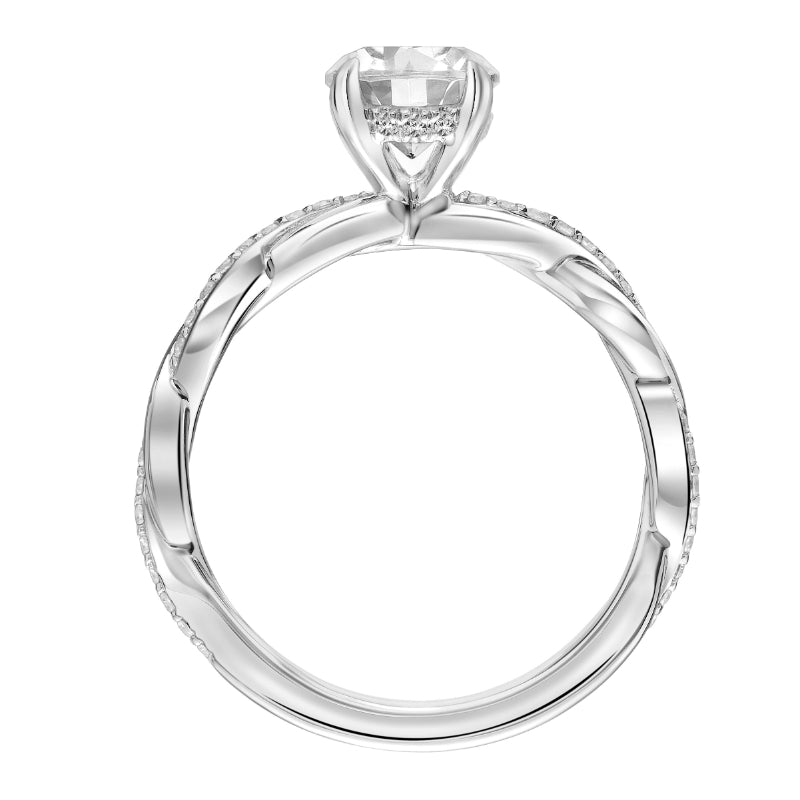 Artcarved Bridal Semi-Mounted with Side Stones Contemporary Twist Engagement Ring Cassidy 18K White Gold