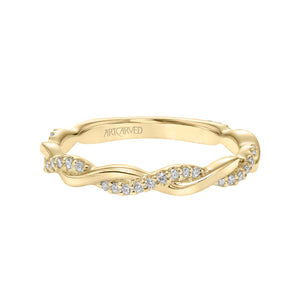 Artcarved Bridal Mounted with Side Stones Contemporary Twist Diamond Wedding Band Ciara 14K Yellow Gold