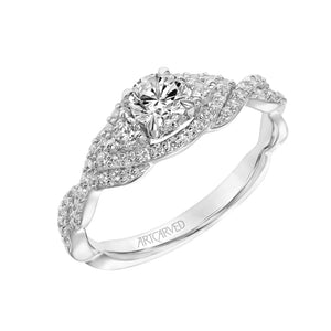 Artcarved Bridal Mounted Mined Live Center Contemporary One Love Engagement Ring Dakota 18K White Gold