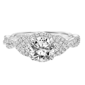 Artcarved Bridal Semi-Mounted with Side Stones Contemporary Twist Engagement Ring Dakota 18K White Gold