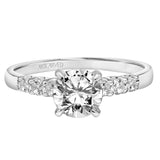 Artcarved Bridal Semi-Mounted with Side Stones Classic Engagement Ring Erica 18K White Gold