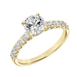 Artcarved Bridal Semi-Mounted with Side Stones Classic Engagement Ring Faye 18K Yellow Gold