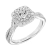 Artcarved Bridal Semi-Mounted with Side Stones Contemporary One Love Halo Engagement Ring 18K White Gold