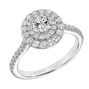 Artcarved Bridal Mounted Mined Live Center Classic One Love Engagement Ring 18K White Gold