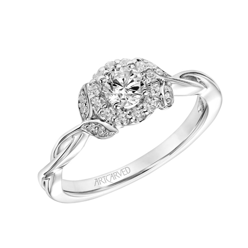 Artcarved Bridal Mounted Mined Live Center Contemporary One Love Engagement Ring Willow 14K White Gold