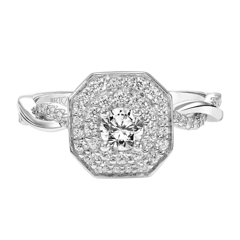 Artcarved Bridal Mounted Mined Live Center Contemporary One Love Engagement Ring Chantal 14K White Gold