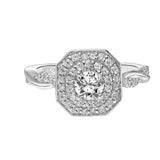 Artcarved Bridal Mounted Mined Live Center Contemporary One Love Engagement Ring Chantal 18K White Gold