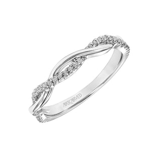 Artcarved Bridal Mounted with Side Stones Contemporary One Love Diamond Wedding Band Chantal 18K White Gold