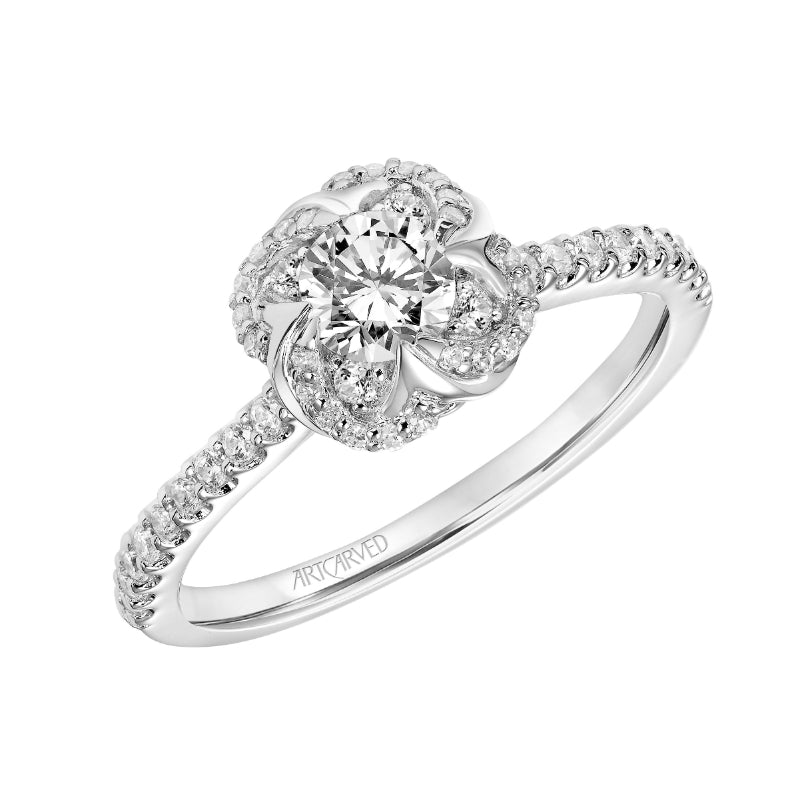 Artcarved Bridal Mounted Mined Live Center Contemporary One Love Engagement Ring Dominique 18K White Gold