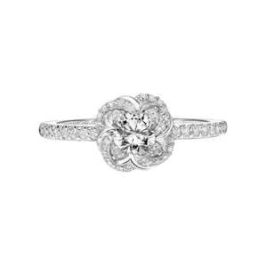 Artcarved Bridal Mounted Mined Live Center Contemporary One Love Engagement Ring Dominique 18K White Gold