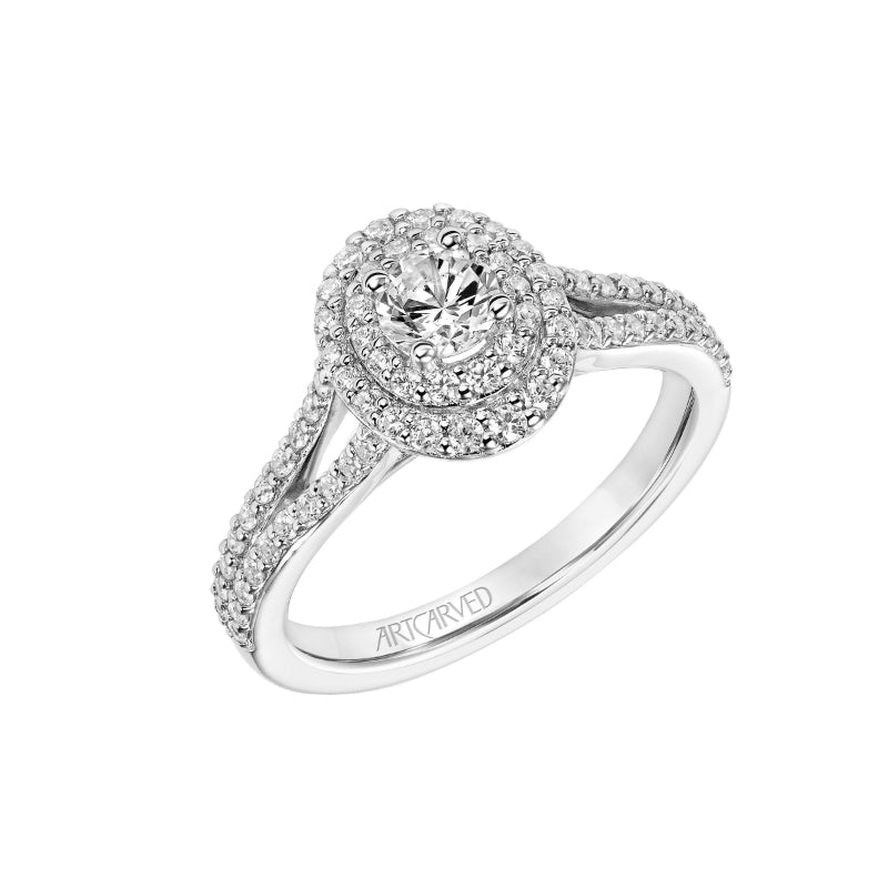 Artcarved Bridal Mounted Mined Live Center Classic One Love Engagement Ring Bree 14K White Gold