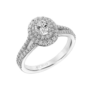 Artcarved Bridal Mounted Mined Live Center Classic One Love Engagement Ring Bree 14K White Gold