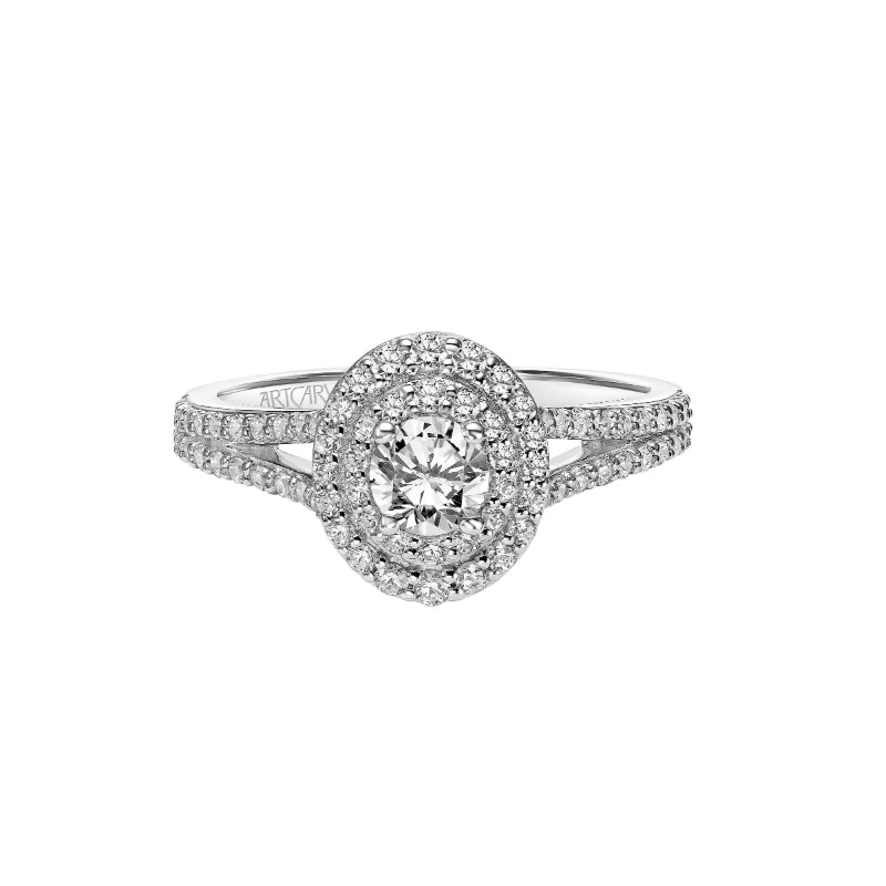 Artcarved Bridal Mounted Mined Live Center Classic One Love Engagement Ring Bree 14K White Gold