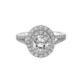 Artcarved Bridal Mounted with CZ Center Classic Halo Engagement Ring Bree 18K White Gold