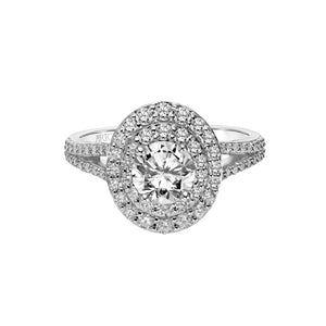 Artcarved Bridal Mounted with CZ Center Classic Halo Engagement Ring Bree 18K White Gold