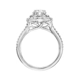 Artcarved Bridal Mounted with CZ Center Classic Halo Engagement Ring Bree 18K White Gold