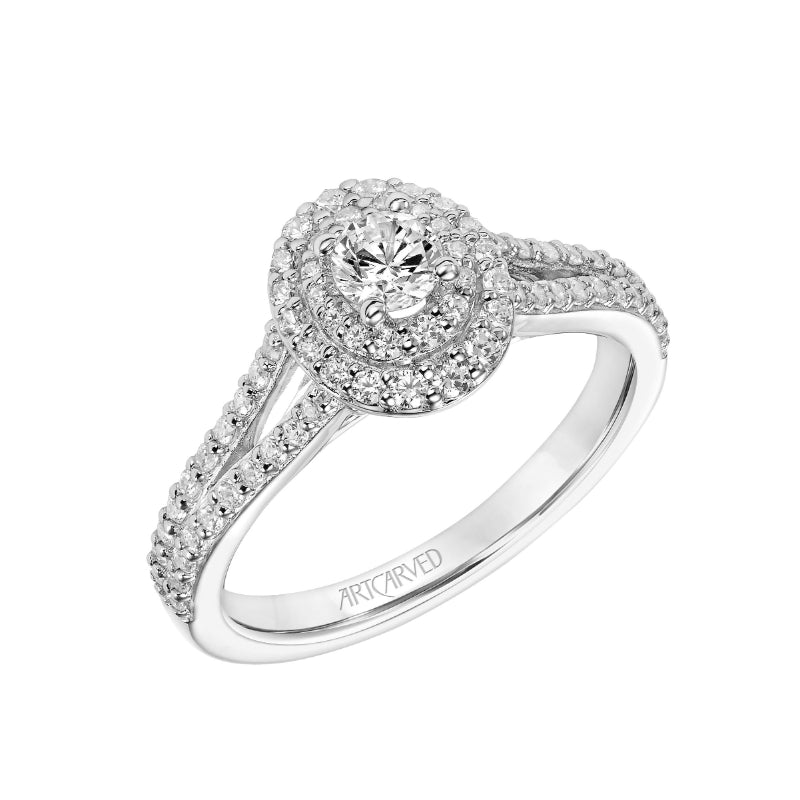 Artcarved Bridal Mounted Mined Live Center Classic One Love Engagement Ring Bree 18K White Gold