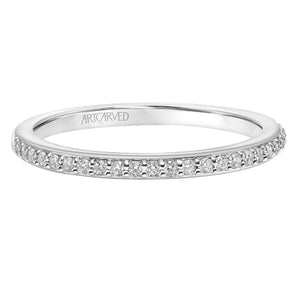 Artcarved Bridal Mounted with Side Stones Classic One Love Diamond Wedding Band Bree 14K White Gold